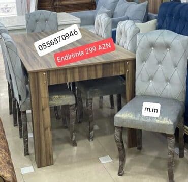 oturacaq dəstləri: Qonaq otağı üçün, Yeni, Dördbucaq masa, 6 stul — 13