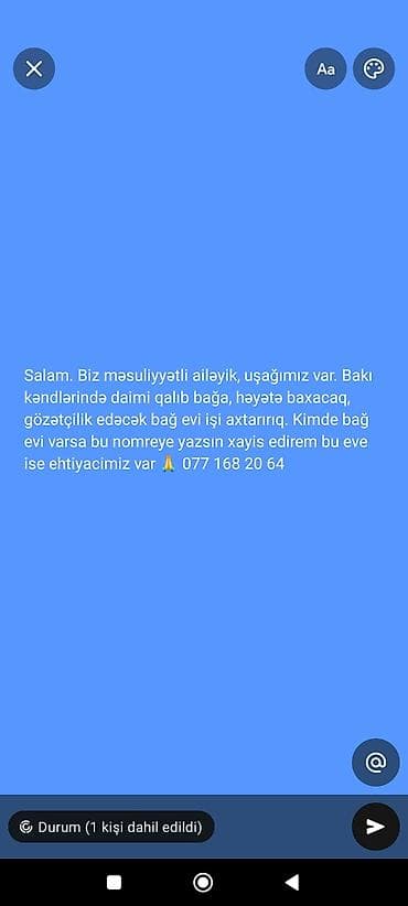 bağ evində iş: Bağ evi və həyətə baxıcılıq xidməti - Bakı kəndlərində daimi — 1