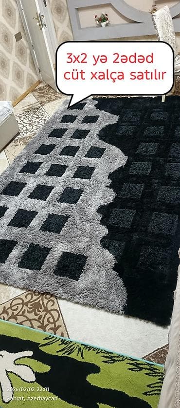 Xalça dəsti – 2 ədəd, ölçü: 3x2 m - Dizayn: Qara və boz rənglərin — 4