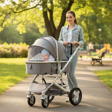 ekiz uşaq arabası: Çıxarıla bilən beşikli araba, Yaş: <1 ay — 1