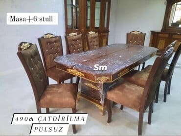 stol desdi: Masa desti 6-ədəd stul 1-ədəd masa qiymət:490azn Çatdırılma pulsuz — 6