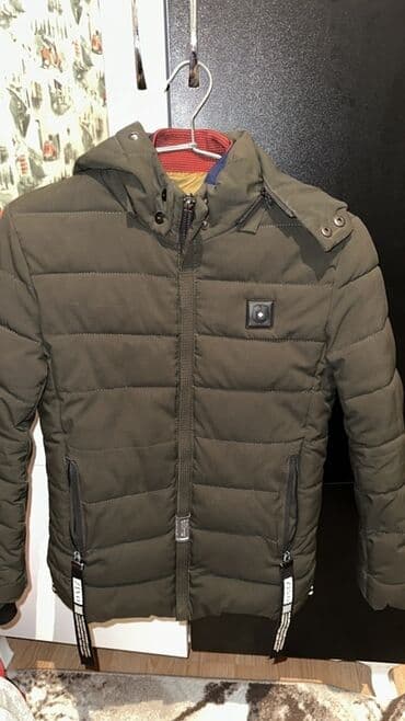 Uşaq üçün qış gödəkçəsi - Rəng: zeytun-yaşıl - Qalın, yastı tikişli