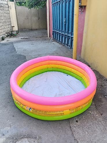 basen intex: Rəngli şişmə uşaq hovuzu - Dairəvi forma, 3 halqalı konstruksiya - — 3