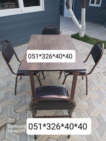 Masa və oturacaq dəstləri: Qonaq otağı üçün, Yeni, Açılan, Dördbucaq masa, 4 stul — 2