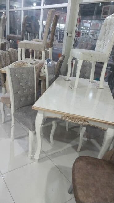 tek oturacaq: Qonaq otağı üçün, Yeni, Açılan, Dördbucaq masa, 6 stul — 1