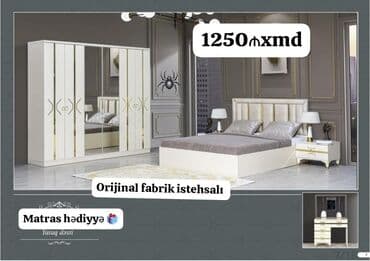купить спальную мебель: İkinəfərlik çarpayı, Dolab, Komod, Yeni — 1