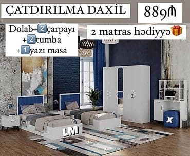 kravati: 2 ÇARPAYI(2x90)+DOLAB(2x1.80/47)+Yazı masası+2️⃣tumba+2️⃣matras — 1