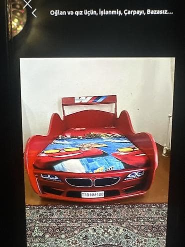 Uşaq çarpayısı – “maşın” dizaynlı, bazasız model. - Rəng: parlaq