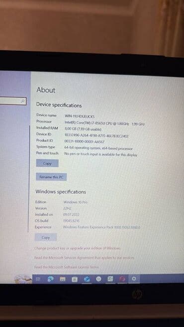 monster notebook: HP noutbuk Ram 8gb Yaddaş 256gb Windows 10 pro Səliqəli işlənib — 6