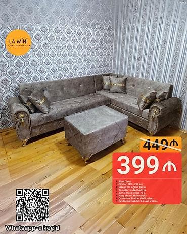 Künc divan dəsti – LA MINI - Model: Künc divan - Ölçülər: 280 × 200