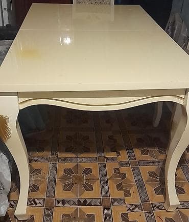 stol ayagi: Qonaq otağı üçün, İşlənmiş, Açılmayan, Dördbucaq masa, 6 stul — 1