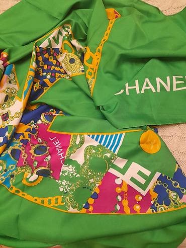 city coco: CHANEL Coco Mark 100% silk, Квадратный больших размеров шаль — 2