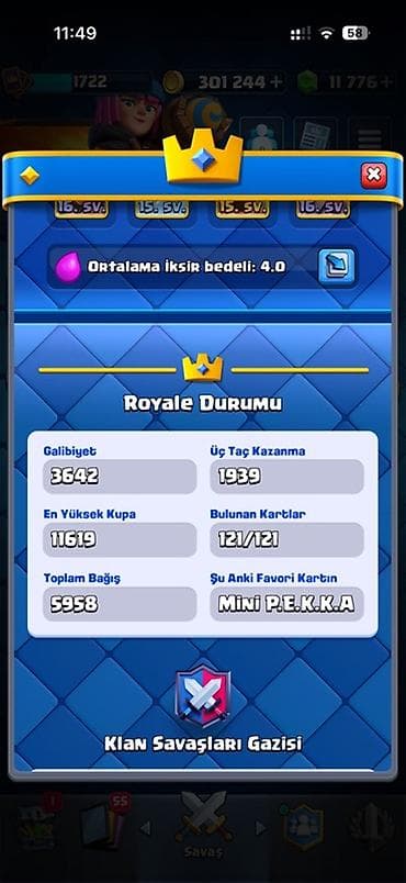 İncəsənət və kolleksiyalar: Clash Royale hesabı - Kral səviyyəsi: 16 (Maks. səviyyə) - Kupa: 11 — 1