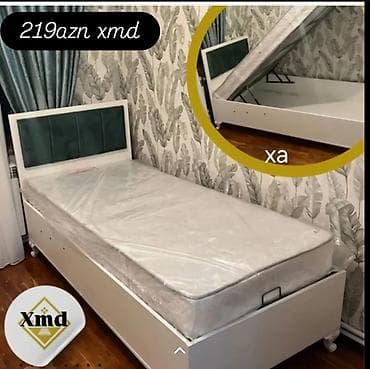 karaca ehmedli: Tək nəfərlik qaldırılan bazalı çarpayı və döşək dəsti. - Ölçü — 1