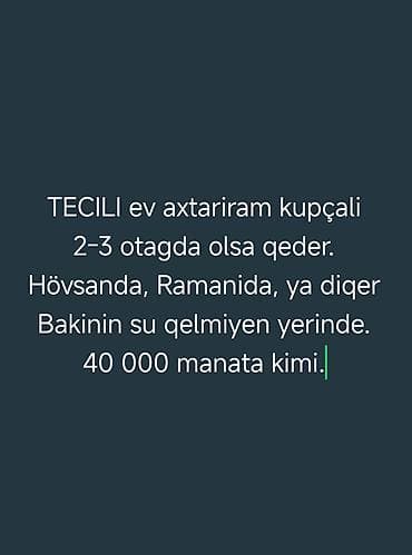 sabuncuda ev: Tecili ev axtariram kupçali, Hövsanda Ramanida ferk etmez, Bakinin — 1