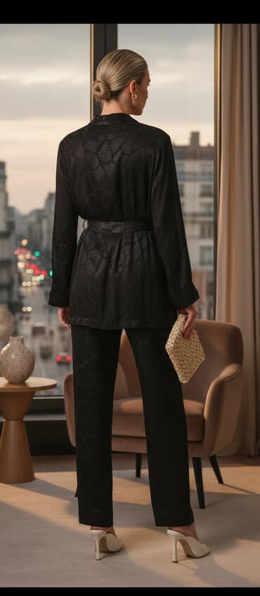 Bu dəst kəmərli uzunqol köynəkdən, həmçinin rahat şalvardan lalafo.az -da Bu dəst kəmərli uzunqol köynəkdən, həmçinin rahat şalvardan