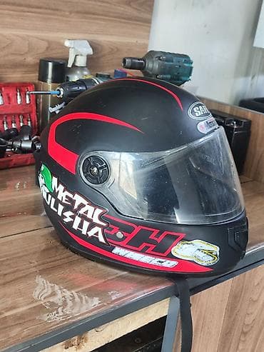 kiredit maped: Tam üzlü motosiklet dəbilqəsi - Rəng: mat qara, qırmızı qrafika və — 4