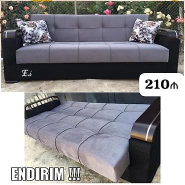 - Qatlanan divan/çarpayı - Rəng: boz oturacaq və arxa hissə, qara alt