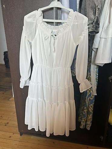 dress: Ağ rəngli zərif qadın donu Nizami moldan alınıb 2 dəfə geyinilib təp — 1