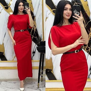 bel çanta: Zərif maxi don – kəmərli model - Uzunluq: maxi, düz kəsim - Yaxa — 1