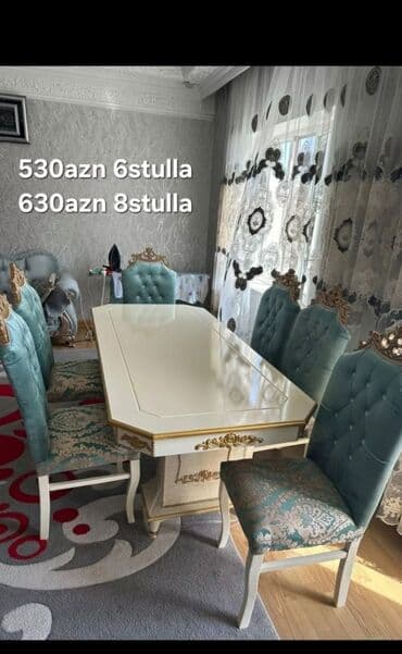 embawood masalar: Qonaq otağı üçün, Yeni, Açılmayan, Dördbucaq masa, 6 stul — 1