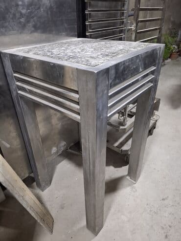 стол для кормления: Paslanmayan metaldan hazırlanmış, mərmər səthli yemək paylama stolu — 7