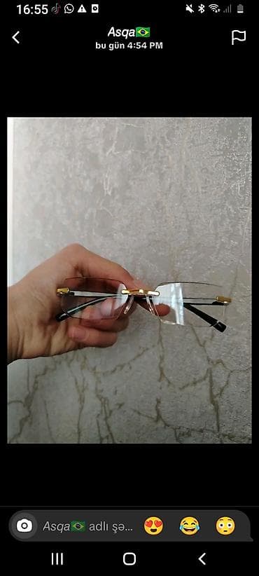 eynək: Minimalist dizaynda şəffaf eynək çərçivəsi. - Rimless (çərçivəsiz) ön — 2