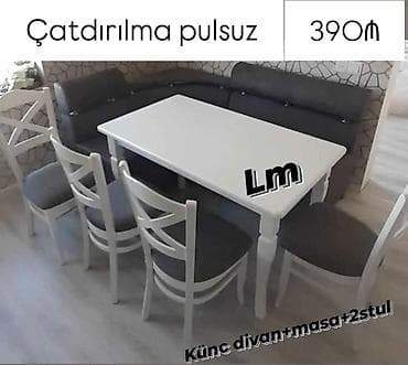 Divan və masa dəstləri: Mətbəx üçün praktiki mebel dəsti: - Künc divan - Aşağı oturacaqlı — 1