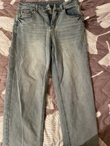 Платья: Jeans şalvar - Model: Klassik düz kəsim - Rəng: Açıq mavi/stonewash — 1