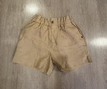 Bej rəngli qısa şort - Material: Təbii görünüşlü, nəfəsalan parça