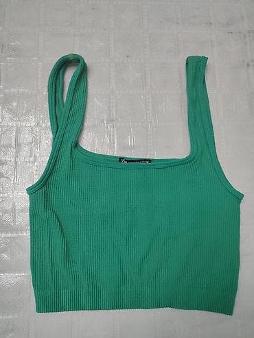 sort: ZARA qadın ribana top Crop ölçü XS - S - Rəng: yaşıl (emerald ton) - — 1