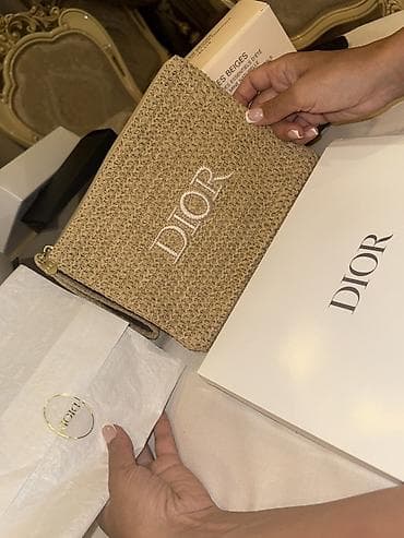 kapron cənlər: Dior beauty toxuma materialdan zərif kosmetik/klatç kisəsi - Brend — 2