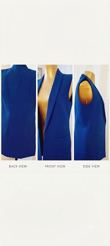 Qadınlar üçün qolsuz blazer jilet – elektrik-mavi rəng - Kəsim