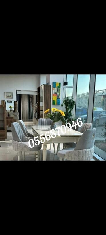 ders masaları: Qonaq otağı üçün, Yeni, Açılmayan, Dördbucaq masa, 6 stul — 2