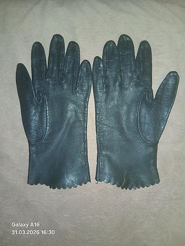 Əlcəklər: Qadın üçün həqiqi,təbii,əsl dəri əlcəklər - Rəng: qara - Material — 2