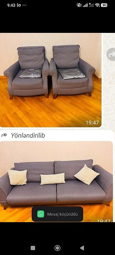 Aynur 4540 💫 Divan və 2 ədəd kreslo yaxsi vəziyyətdə. 300 azn. Real — 1