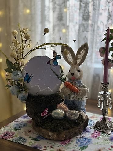 Güzgülər: Pasxa temalı dekor kompozisiya - Təbii ağac kəsiyindən hazırlanmış — 5