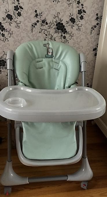 kreditle geyimler: Uşaq yemək kreslosu - Rəng: Açıq yaşıl oturacaq, boz gövdə - Yumşaq — 2