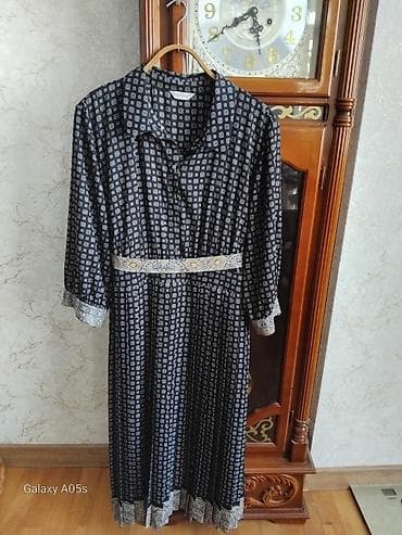 nude ten: Qadın geyim dəsti 1) Uzun qara don - Naqişli xırda ağ motivli print - — 1