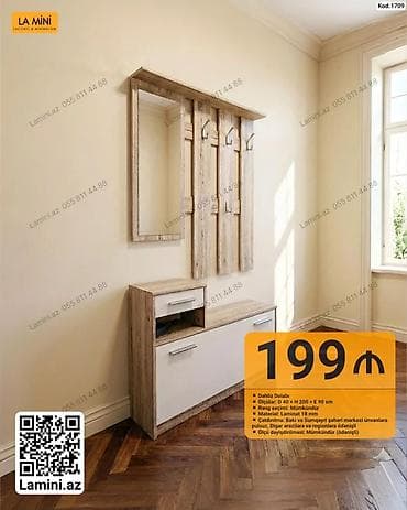 Dəhliz dolabı – La Mini (Kod: 1709) - Komplekt: güzgü paneli, 3