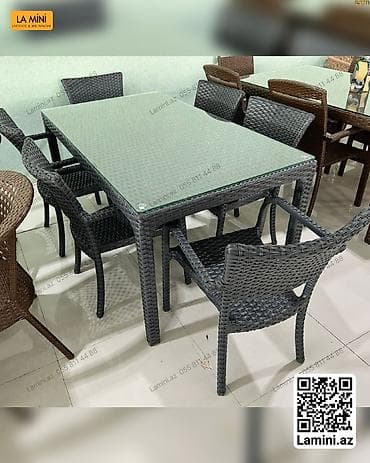 oturaca: Balkon üçün, Açılmayan, Dördbucaq masa, 6 stul — 1