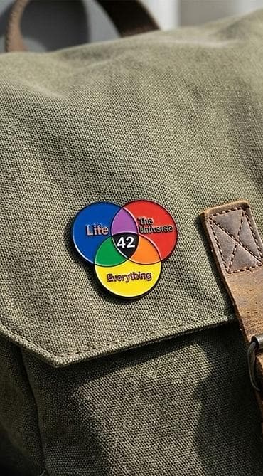“Life • The Universe • Everything – 42” mövzusunda rəngli emal nişanı