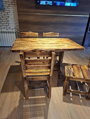 Mətbəx üçün, Açılmayan, Dördbucaq masa, 4 stul