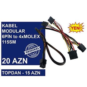 Kabellər "6PİN MALE to 8PİN MALE/MOLEX/SATA Original” MƏHSULLAR TAM — 4