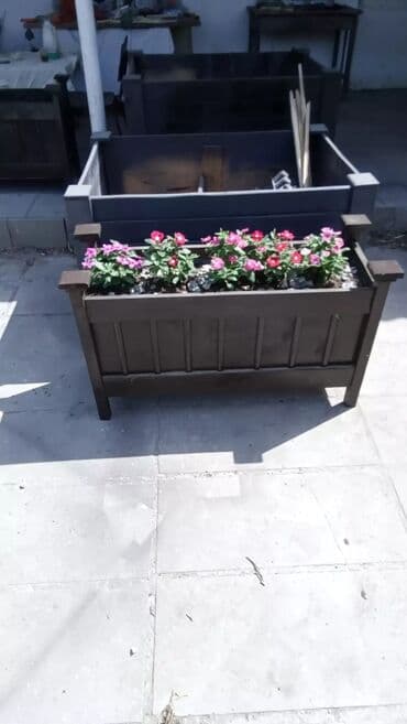 taxtadan gul qablari: Dibçəklər – bağ, eyvan, terras və interyer üçün - Material: təbiağac — 4