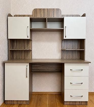 Künc modullu iş masası və üst dolab dəsti - Material: laminat/LDSP
