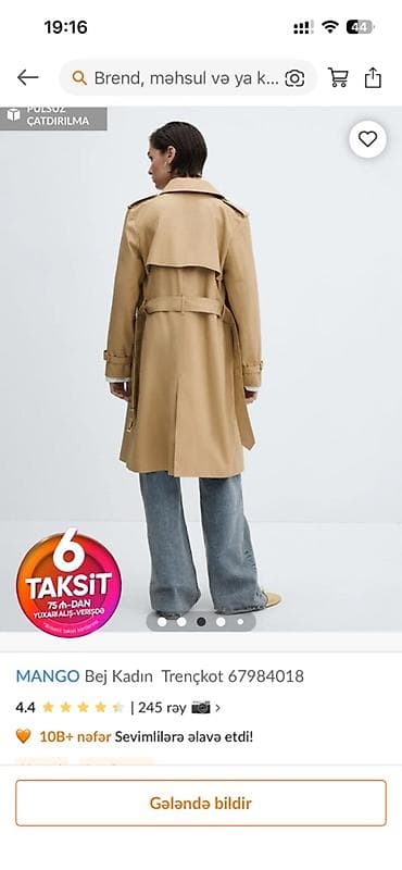 MANGO Bej Qadın Trençkot –
Salam 

S ölçü yenidir