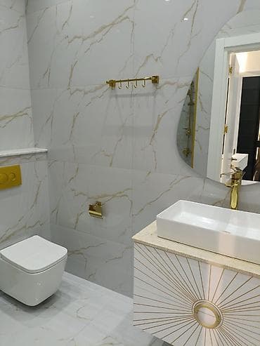 Напольные покрытия: Mərmər effekti ilə lüks vanna otağı komplekti - Divar və döşəmə: iri — 3