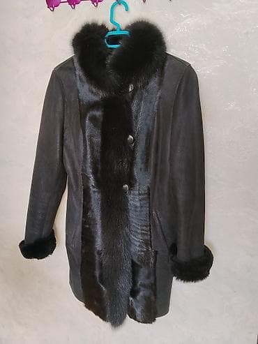 paltolar: Qara rəngli xəz detallı qadın paltosu - Parça: Xarici hissə mat qara — 6