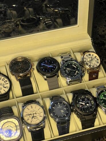 Qol saatları: 12-lik saat qabı - Material: eko dəri - Rəng: qara üst hissə — 5